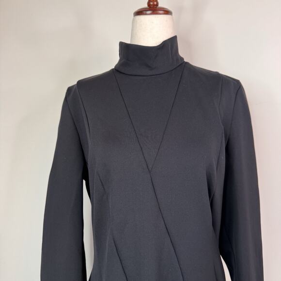 NWT Akris Punto Midi Dress A Line Black High Neck Modern Size 12 $1290 - Picture 2 of 12
